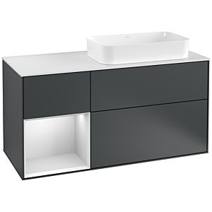 Villeroy und Boch Finion Waschtischunterschrank G271MTHG 120cm, Abdeckplatte white matt, Emotion, Regal links White matt lacquer, Midnight Blue Matt Lacquer