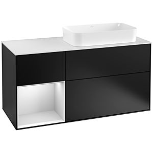 Villeroy and Boch Finion Villeroy and Boch Finion G271MTPD 120cm, cover plate white matt, Emotion, shelf left white matt lacquer, black matt lacquer