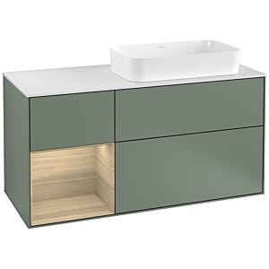 Villeroy et Boch Finion Villeroy et Boch G271PCGM 120cm, plaque de finition blanc mat, émotion, étagère à gauche Oak Veneer , Olive Matt Lacquer