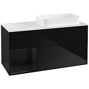 Villeroy und Boch Finion Waschtischunterschrank G271PHPH 120cm, Abdeckplatte white matt, Emotion, Regal links Glossy Black Lacquer, Glossy Black Lacquer