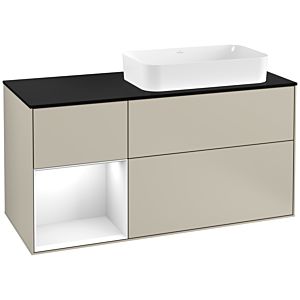 Villeroy and Boch Finion Villeroy and Boch Finion G272GFHH 120cm, cover plate black matt, Emotion, shelf left glossy white lacquer, Sand Matt Lacquer