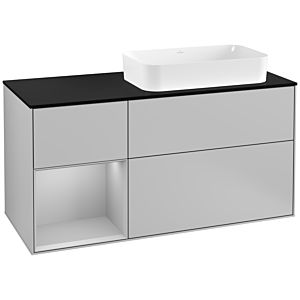 Villeroy und Boch Finion Waschtischunterschrank G272GJGJ 120cm, Abdeckplatte black matt, Emotion, Regal links Light grey matt, Light grey matt