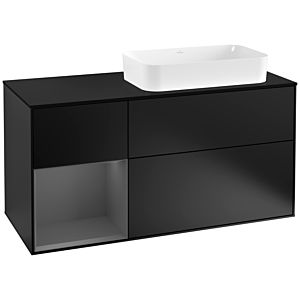 Villeroy and Boch Finion Villeroy and Boch Finion G272GKPD 120cm, cover plate black matt, Emotion, shelf left Anthracite matt, Black matt lacquer