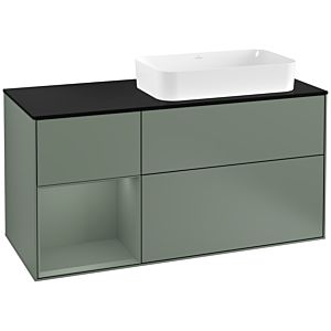 Villeroy et Boch Finion Villeroy et Boch G272GMGM 120cm, plaque de finition noir mat, émotion, étagère à gauche Olive Matt Lacquer , Olive Matt Lacquer