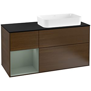 Villeroy and Boch Finion Villeroy and Boch Finion G272GMGN 120cm, cover plate black matt, Emotion, shelf on the left Olive Matt Lacquer , Walnut veneer