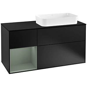 Villeroy and Boch Finion Villeroy and Boch Finion G272GMPD 120cm, cover plate black matt, Emotion, shelf on the left Olive Matt Lacquer , black matt lacquer