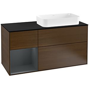 Villeroy and Boch Finion Villeroy and Boch Finion G272HGGN 120cm, cover plate black matt, Emotion, shelf on the left Midnight Blue Matt Lacquer , Walnut veneer