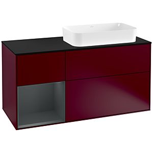 Villeroy und Boch Finion Waschtischunterschrank G272HGHB 120cm, Abdeckplatte black matt, Emotion, Regal links Midnight Blue Matt Lacquer, Peony Matt