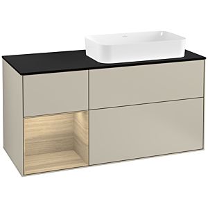 Villeroy and Boch Finion Villeroy and Boch Finion G272PCHH 120cm, cover plate black matt, Emotion, shelf on the left Oak Veneer , Sand Matt Lacquer