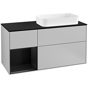 Villeroy und Boch Finion Waschtischunterschrank G272PDGJ 120cm, Abdeckplatte black matt, Emotion, Regal links Black matt lacquer, Light grey matt