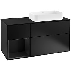 Villeroy and Boch Finion Villeroy and Boch Finion G272PDPD 120cm, cover plate black matt, Emotion, shelf on the left black matt lacquer, black matt lacquer