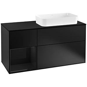 Villeroy et Boch Finion Villeroy et Boch G272PHPD 120cm, plaque de finition noir mat, Emotion, étagère à gauche Glossy Black Lacquer , laqué noir mat