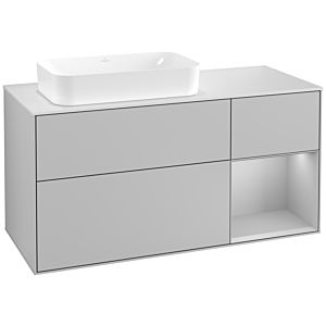 Villeroy und Boch Finion Waschtischunterschrank G281GJGJ 120cm, Abdeckplatte white matt, Emotion, Regal rechts Light grey matt, Light grey matt