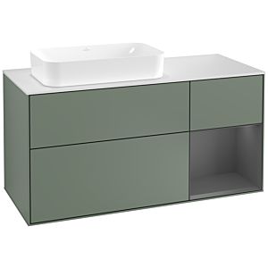 Villeroy and Boch Finion Villeroy and Boch Finion G281GKGM 120cm, cover plate white matt, Emotion, shelf right Anthracite matt, Olive Matt Lacquer
