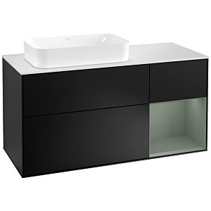 Villeroy and Boch Finion Villeroy and Boch Finion G281GMPD 120cm, cover plate white matt, Emotion, shelf on the right Olive Matt Lacquer , black matt lacquer