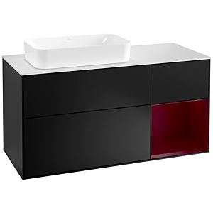 Villeroy and Boch Finion Villeroy and Boch Finion G281HBPD 120cm, cover plate white matt, Emotion, shelf on the right Peony , black matt lacquer