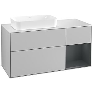 Villeroy und Boch Finion Waschtischunterschrank G281HGGJ 120cm, Abdeckplatte white matt, Emotion, Regal rechts Midnight Blue Matt Lacquer, Light grey matt