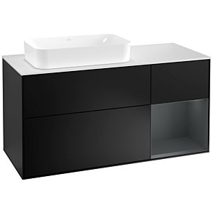 Villeroy und Boch Finion Waschtischunterschrank G281HGPD 120cm, Abdeckplatte white matt, Emotion, Regal rechts Midnight Blue Matt Lacquer, Black matt lacquer