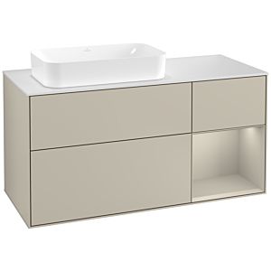Villeroy and Boch Finion Villeroy and Boch Finion G281HHHH 120cm, cover plate matt white, emotion, shelf on the right Sand matt, Sand Matt Lacquer