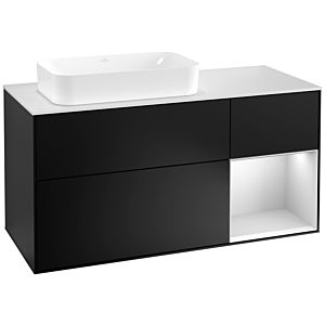 Villeroy and Boch Finion Villeroy and Boch Finion G281MTPD 120cm, cover plate white matt, Emotion, shelf on the right white matt lacquer, black matt lacquer
