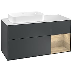 Villeroy und Boch Finion Waschtischunterschrank G281PCHG 120cm, Abdeckplatte white matt, Emotion, Regal rechts Oak Veneer, Midnight Blue Matt Lacquer