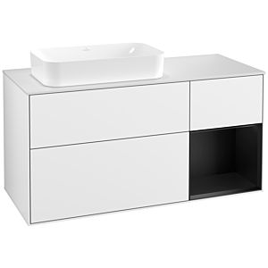 Villeroy and Boch Finion Villeroy and Boch Finion G281PDGF 120cm, cover plate white matt, Emotion, shelf on the right Black matt lacquer, Glossy white lacquer