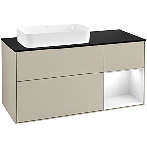 Villeroy and Boch Finion Villeroy and Boch Finion G282GFHH 120cm, cover plate black matt, Emotion, shelf on the right Glossy white lacquer, Sand Matt Lacquer