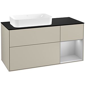 Villeroy and Boch Finion Villeroy and Boch Finion G282GJHH 120cm, cover plate black matt, Emotion, shelf on the right light gray matt, Sand Matt Lacquer