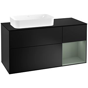 Villeroy and Boch Finion Villeroy and Boch Finion G282GMPD 120cm, cover plate black matt, Emotion, shelf on the right Olive Matt Lacquer , black matt lacquer