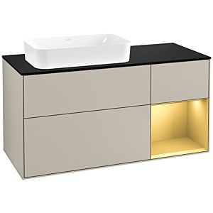Villeroy and Boch Finion Villeroy and Boch Finion G282HFHH 120cm, cover plate black matt, emotion, shelf right gold matt, Sand Matt Lacquer