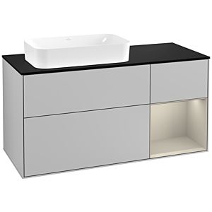 Villeroy and Boch Finion Villeroy and Boch Finion G282HHGJ 120cm, cover plate black matt, Emotion, shelf on the right Sand matt, light gray matt