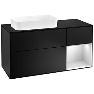 Villeroy and Boch Finion Villeroy and Boch Finion G282MTPD 120cm, cover plate black matt, Emotion, shelf on the right white matt lacquer, black matt lacquer