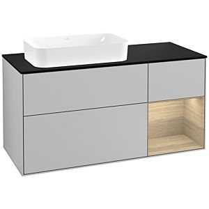 Villeroy and Boch Finion Villeroy and Boch Finion G282PCGJ 120cm, cover plate black matt, Emotion, shelf on the right Oak Veneer , light gray matt