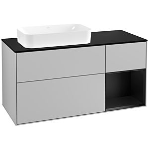 Villeroy and Boch Finion Villeroy and Boch Finion G282PDGJ 120cm, cover plate black matt, Emotion, shelf on the right black matt lacquer, light gray matt