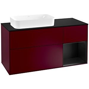 Villeroy und Boch Finion Waschtischunterschrank G282PDHB 120cm, Abdeckplatte black matt, Emotion, Regal rechts Black matt lacquer, Peony Matt