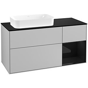 Villeroy and Boch Finion Villeroy and Boch Finion G282PHGJ 120cm, cover plate black matt, Emotion, shelf on the right Glossy Black Lacquer , light gray matt