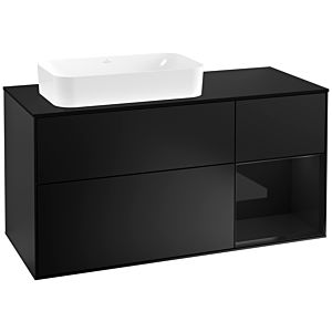Villeroy et Boch Finion Villeroy et Boch G282PHPD 120cm, plaque de finition noir mat, Emotion, étagère à droite Glossy Black Lacquer , laqué noir mat