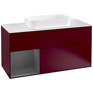 Villeroy und Boch Finion Waschtischunterschrank G291GKHB 120cm, Abdeckplatte white matt, Emotion, Regal links Anthracite matt, Peony Matt