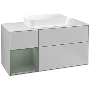 Villeroy and Boch Finion Villeroy and Boch Finion G291GMGJ 120cm, cover plate matt white, Emotion, shelf on the left Olive Matt Lacquer , light gray matt