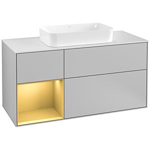Villeroy and Boch Finion Villeroy and Boch Finion G291HFGJ 120cm, cover plate white matt, Emotion, shelf left gold matt, light gray matt