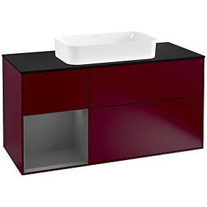 Villeroy and Boch Finion Villeroy and Boch Finion G292GKHB 120cm, cover plate black matt, Emotion, shelf left Anthracite matt, Peony Matt