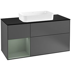 Villeroy and Boch Finion Villeroy and Boch Finion G292GMGK 120cm, cover plate black matt, emotion, shelf on the left Olive Matt Lacquer , anthracite matt