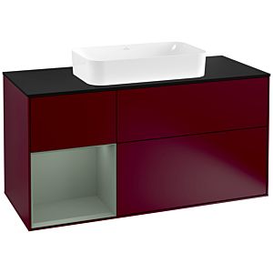 Villeroy and Boch Finion Villeroy and Boch Finion G292GMHB 120cm, cover plate black matt, Emotion, shelf on the left Olive Matt Lacquer , Peony Matt