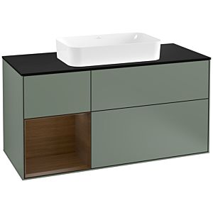 Villeroy and Boch Finion Villeroy and Boch Finion G292GNGM 120cm, cover plate black matt, Emotion, shelf left Walnut veneer, Olive Matt Lacquer