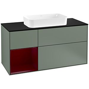 Villeroy and Boch Finion Villeroy and Boch Finion G292HBGM 120cm, cover plate black matt, Emotion, shelf on the left Peony , Olive Matt Lacquer