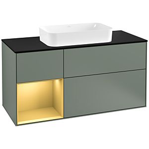 Villeroy and Boch Finion Villeroy and Boch Finion G292HFGM 120cm, cover plate black matt, Emotion, shelf left gold matt, Olive Matt Lacquer