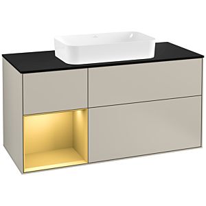 Villeroy and Boch Finion Villeroy and Boch Finion G292HFHH 120cm, cover plate black matt, Emotion, shelf left gold matt, Sand Matt Lacquer
