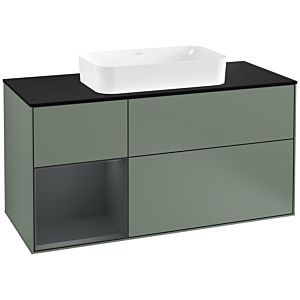 Villeroy et Boch Finion Villeroy et Boch G292HGGM 120cm, plaque de finition noire mate, Emotion, étagère à gauche Midnight Blue Matt Lacquer , Olive Matt Lacquer