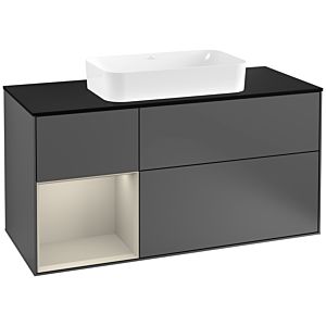 Villeroy and Boch Finion Villeroy and Boch Finion G292HHGK 120cm, cover plate black matt, emotion, shelf on the left Sand Matt Lacquer , anthracite matt
