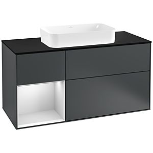 Villeroy et Boch Finion Villeroy et Boch G292MTHG 120cm, plaque de finition noir mat, Emotion, étagère gauche laqué blanc mat, Midnight Blue Matt Lacquer